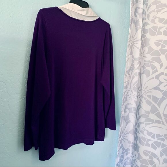 Lane Bryant Purple & White Collared Knit Sweater Size 18/20W - Picture 8 of 11